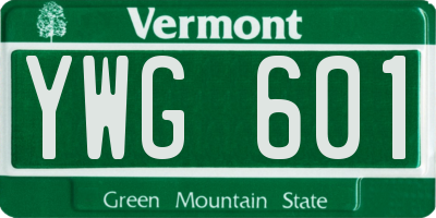 VT license plate YWG601