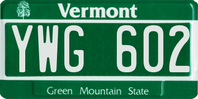 VT license plate YWG602
