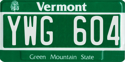 VT license plate YWG604