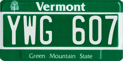 VT license plate YWG607