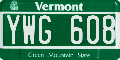 VT license plate YWG608