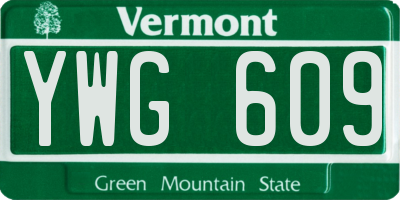 VT license plate YWG609