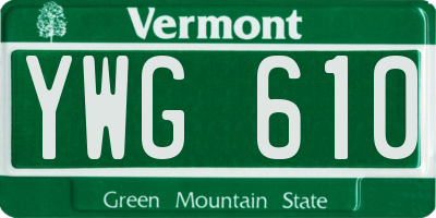 VT license plate YWG610