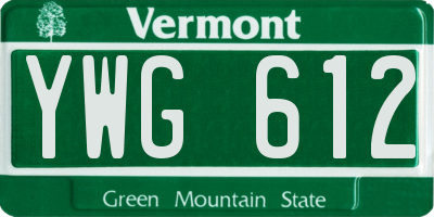 VT license plate YWG612