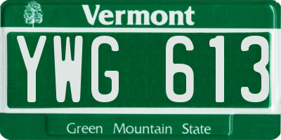 VT license plate YWG613