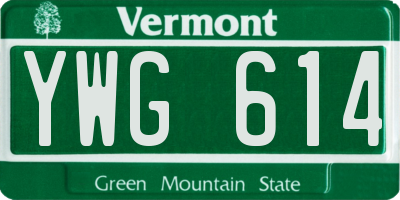 VT license plate YWG614