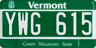VT license plate YWG615