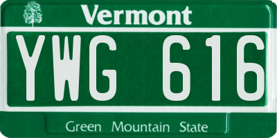 VT license plate YWG616