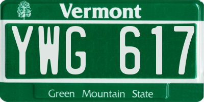 VT license plate YWG617