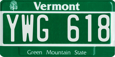 VT license plate YWG618