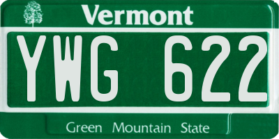 VT license plate YWG622
