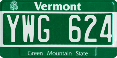 VT license plate YWG624