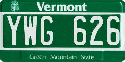VT license plate YWG626