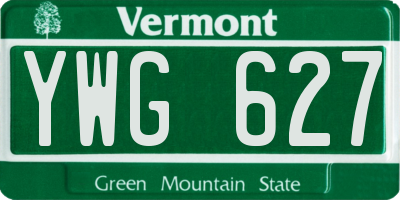 VT license plate YWG627