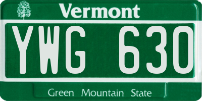 VT license plate YWG630