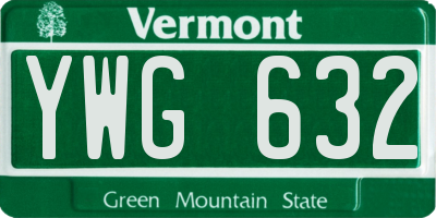 VT license plate YWG632