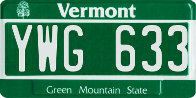VT license plate YWG633