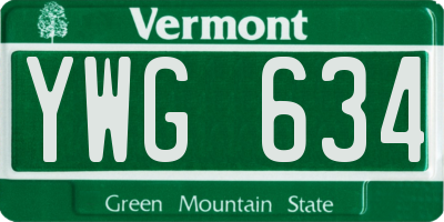 VT license plate YWG634