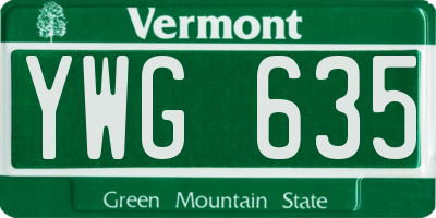 VT license plate YWG635