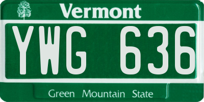 VT license plate YWG636