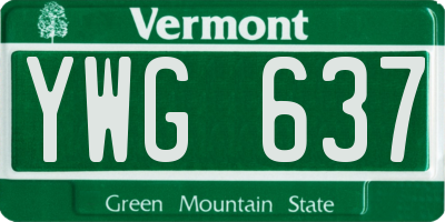VT license plate YWG637