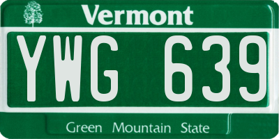 VT license plate YWG639