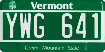 VT license plate YWG641