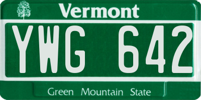 VT license plate YWG642