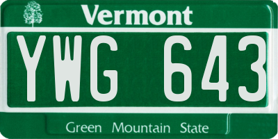 VT license plate YWG643