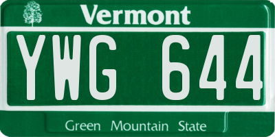 VT license plate YWG644