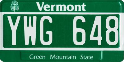 VT license plate YWG648
