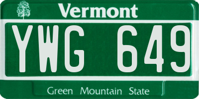 VT license plate YWG649