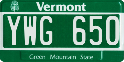 VT license plate YWG650