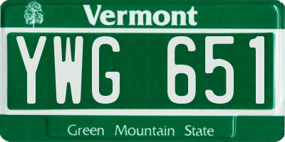 VT license plate YWG651