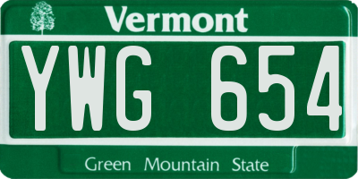 VT license plate YWG654