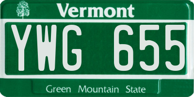 VT license plate YWG655
