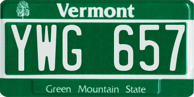 VT license plate YWG657