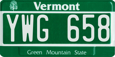 VT license plate YWG658