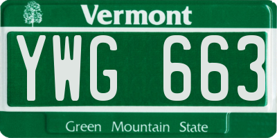 VT license plate YWG663