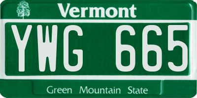 VT license plate YWG665
