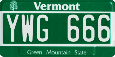 VT license plate YWG666