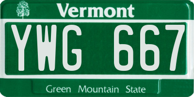 VT license plate YWG667