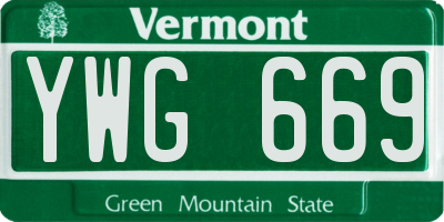 VT license plate YWG669