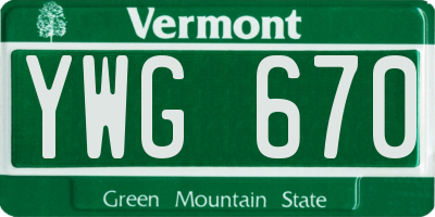 VT license plate YWG670