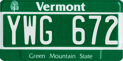 VT license plate YWG672