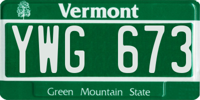 VT license plate YWG673