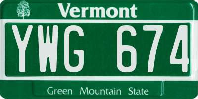 VT license plate YWG674