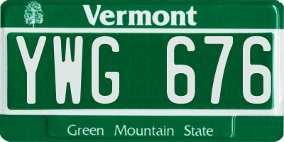 VT license plate YWG676