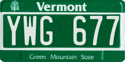 VT license plate YWG677