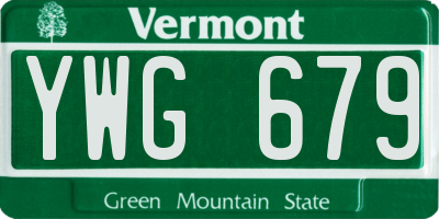 VT license plate YWG679